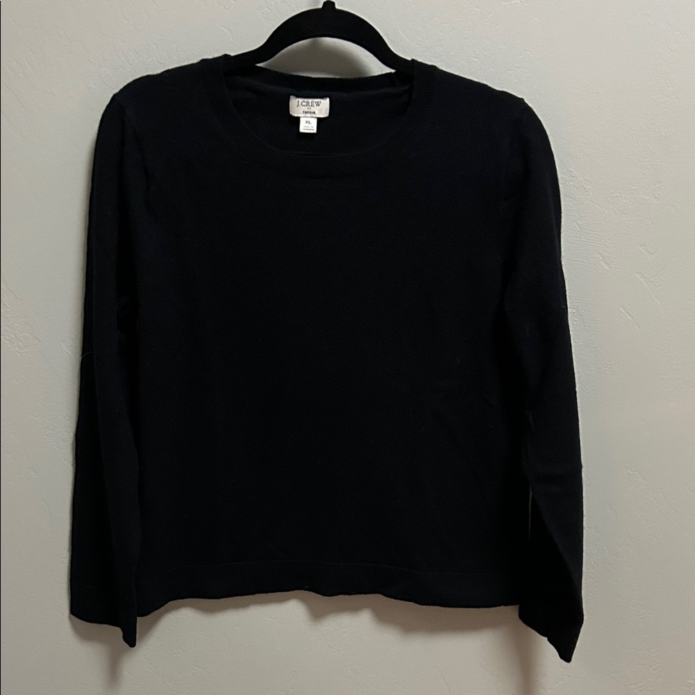 J CREW Black Crew Neck Wool-blend Sweater size XL